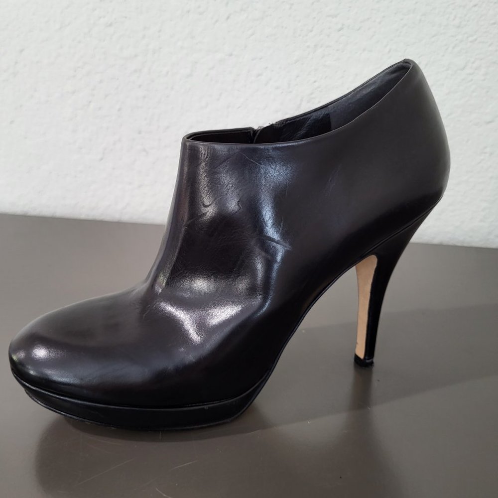 Via Spiga Black Leather Platform Stiletto Ankle Booties SZ 7.5 - Picture 8 of 11